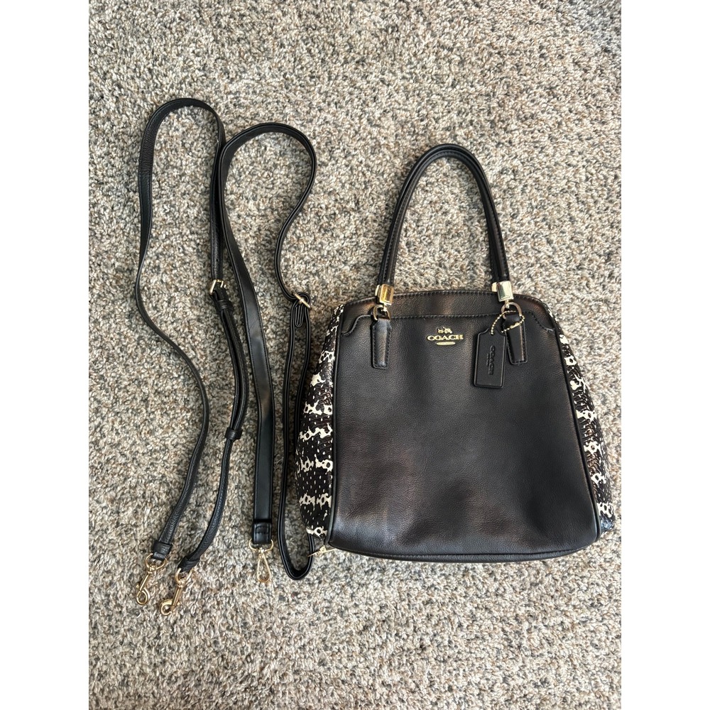 Vintage Coach Minetta Crossbody Satchel, Black Snakeskin Accent - Picture 2 of 16